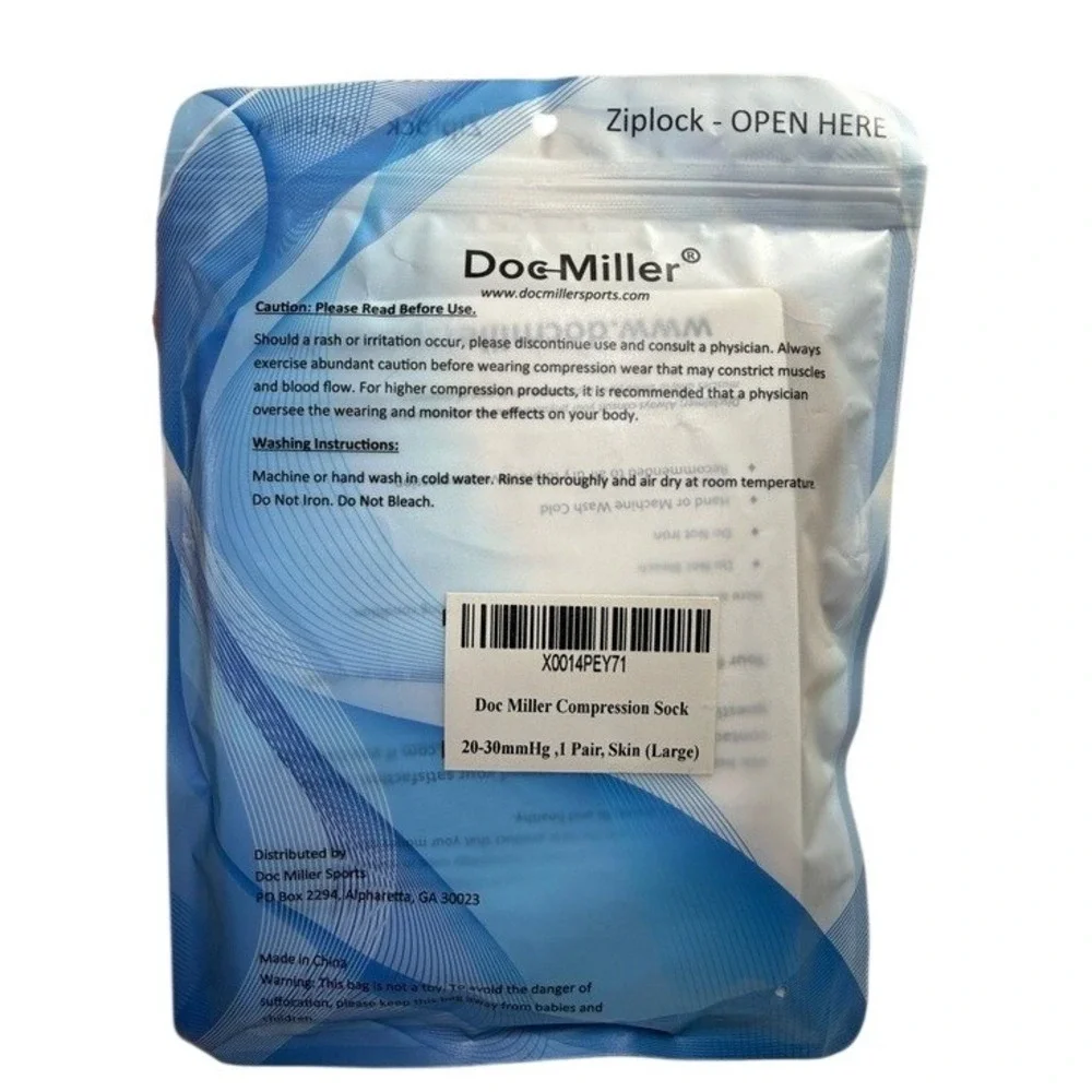 Doc Miller Compression Sock Unisex Skin Beige 20-30mmHg Medical Knee High New LG